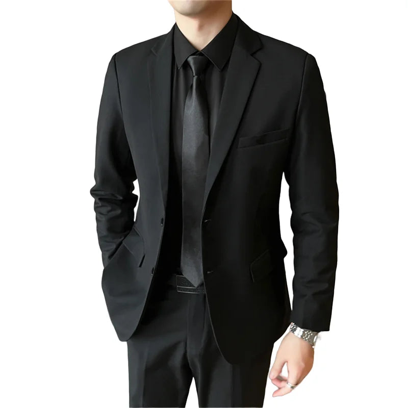 Einfarbiger Anzug Mode Business Hochzeit Gentleman Herren Kompletter Professioneller Vorstellungsgespräch Formeller Lässiger Blazer+Hosen Anzug