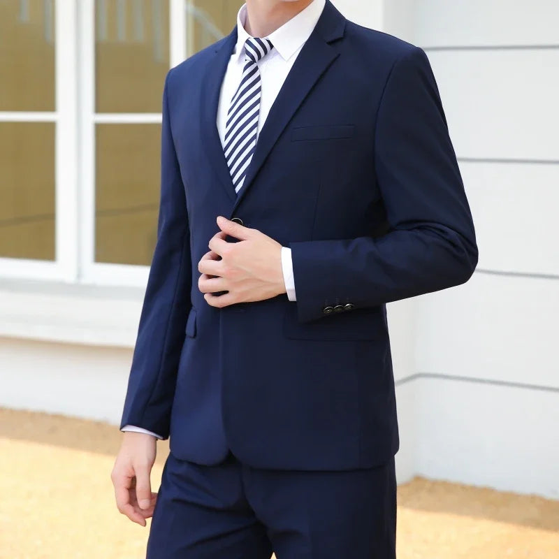 Professioneller Arbeitsanzug für Herren, hochwertig, neuer Stil, einfarbig, stilvoll, hübsch, Jacke und Hose, zweiteilig