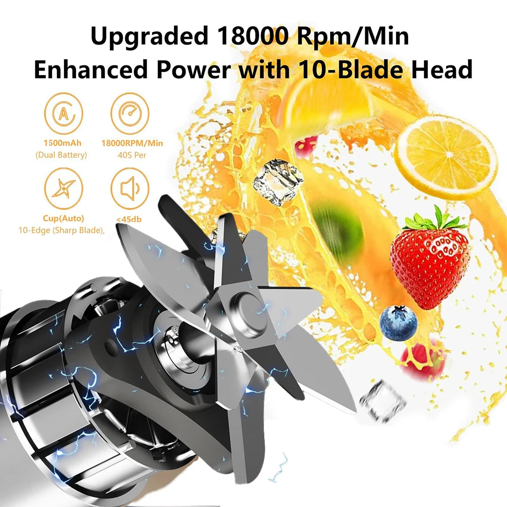 10 klingen Elektrische Tragbare Mixer 350 ML Entsafter Obst Mixer USB Aufladbare Smoothie Entsafter Tasse Squeezer Saft Maker