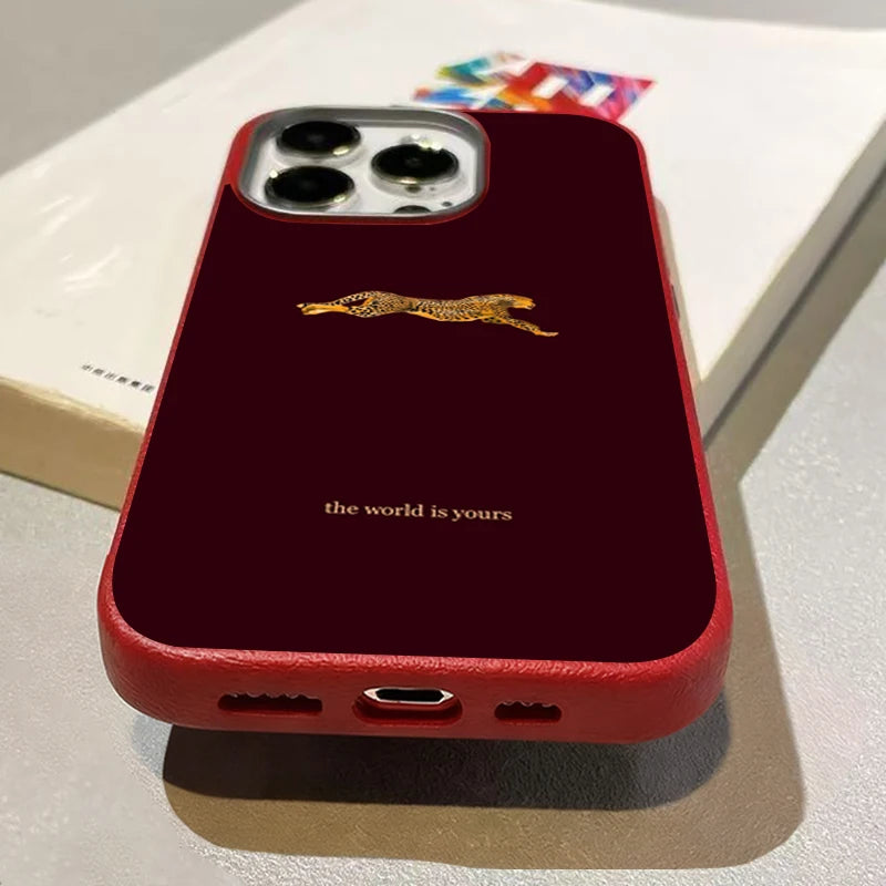 Mode Leopard Litschi Textur Hülle für iPhone 17 16 11 13 12 14 15 Pro Max XS X XR 7 8 Plus 16E 16 17 Pro Business Style Cover