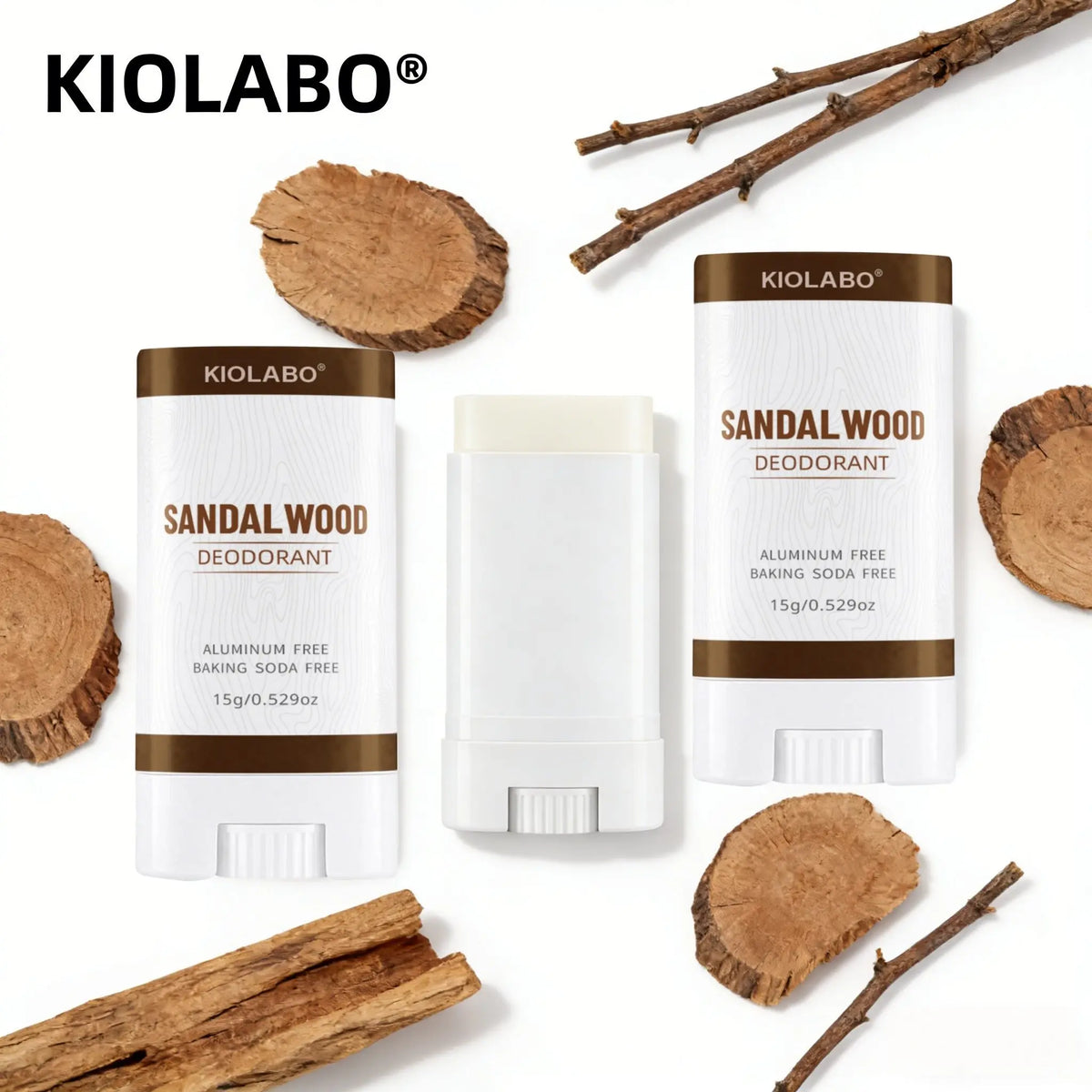 15g Natürlicher Sandelholz-Deodorant-Balsam, Aluminiumfrei, 72 Stunden lang anhaltender Duft für Frauen & Männer, Für alle Körperteile
