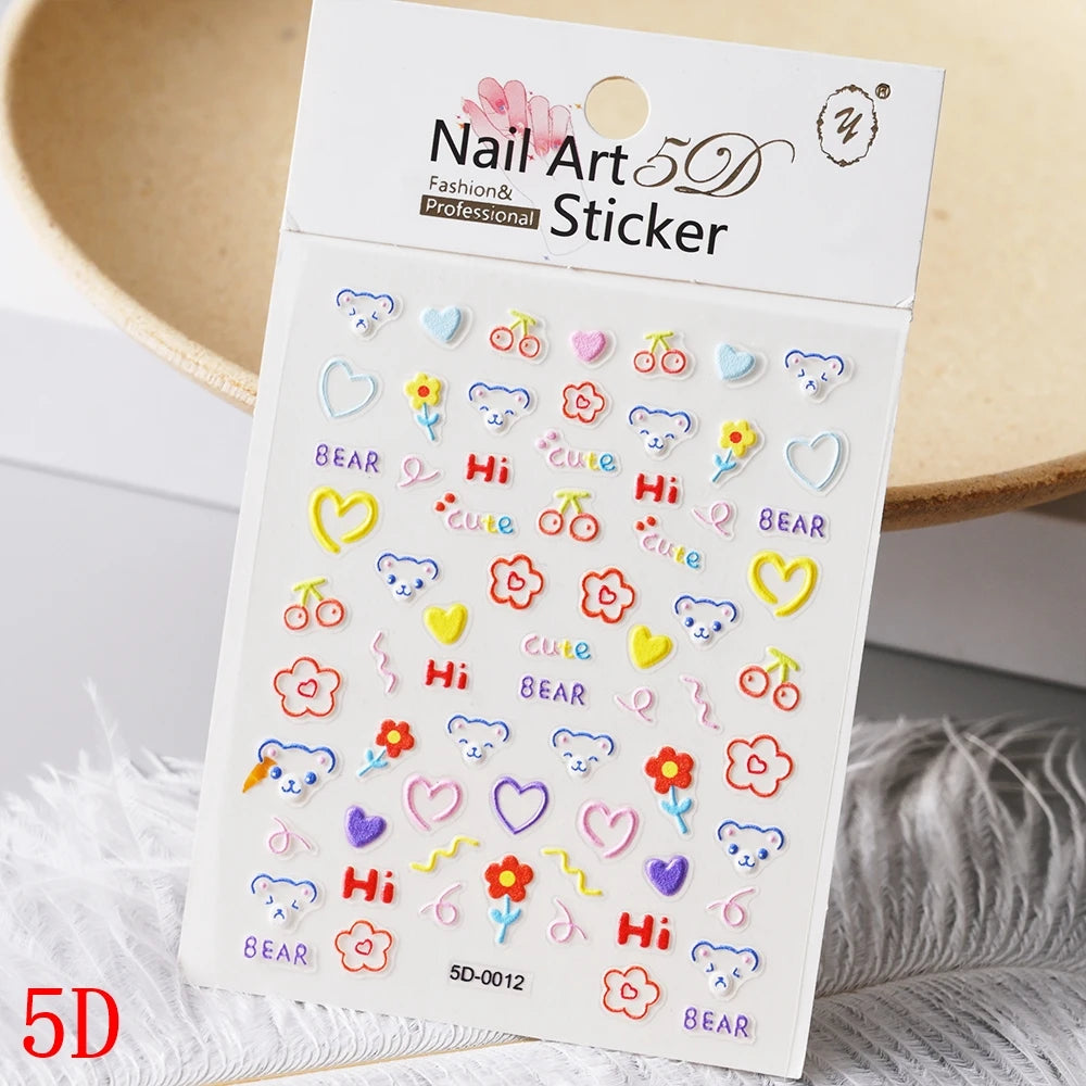 1Pc 3D Cartoon Nette Katze Nagel Kindliche Aufkleber Nette Kitty Welpen Hund Selbstklebende Nail art Haustier Tiere Maniküre schöne Aufkleber *