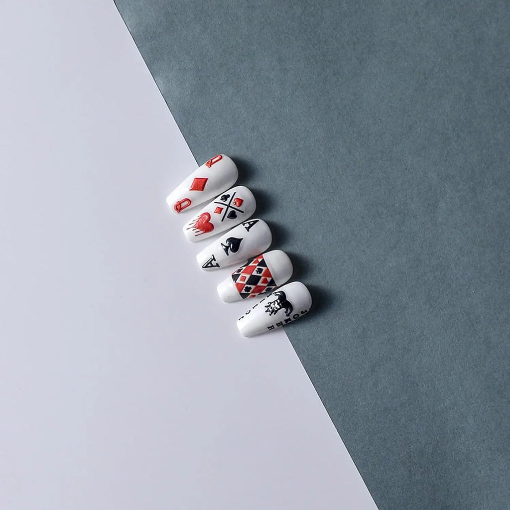5D geprägte Spielkarte Nail Art Aufkleber Nageldekoration DIY für Maniküre Poker Anzug Design Aufkleber selbstklebende Aufkleber