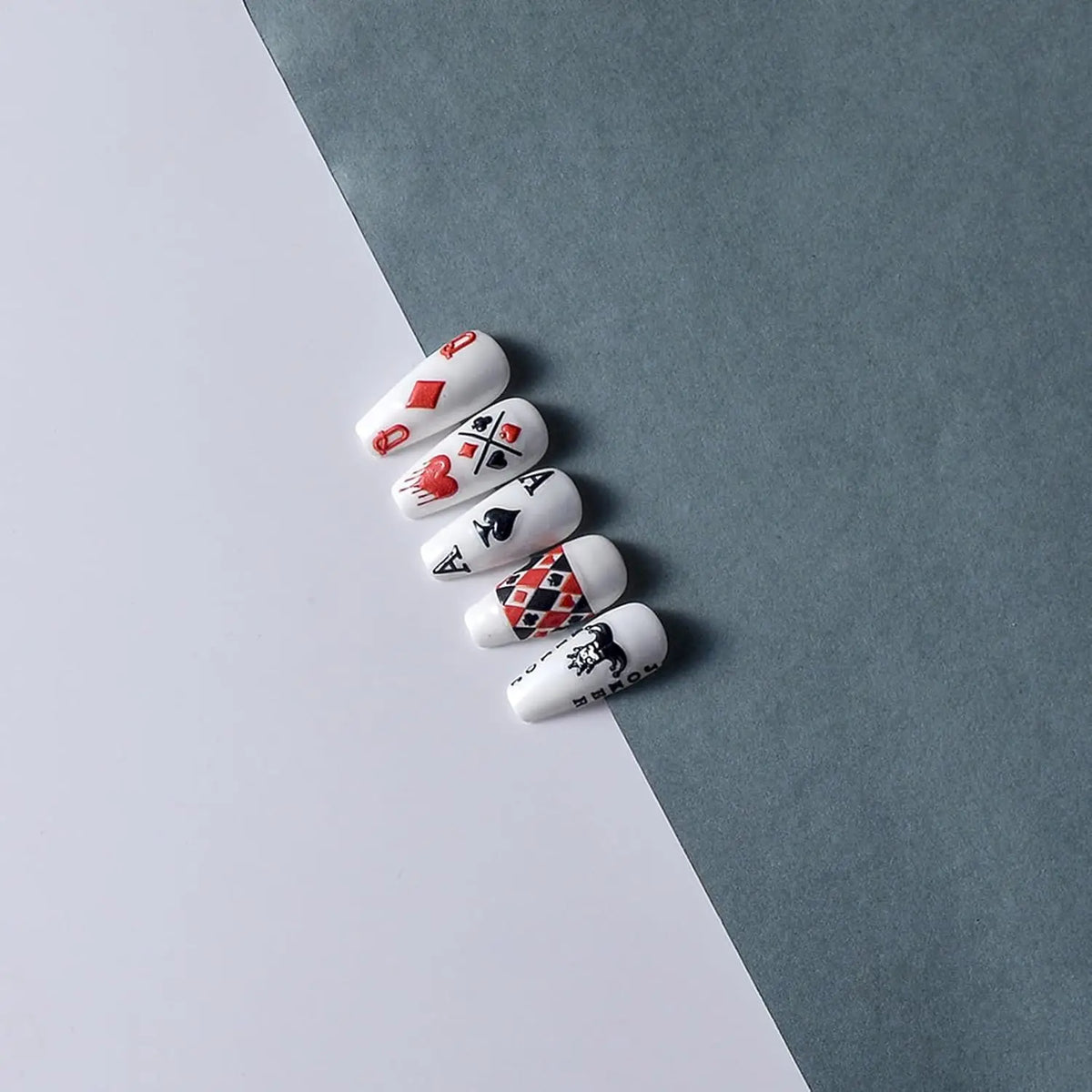 5D geprägte Spielkarte Nail Art Aufkleber Nageldekoration DIY für Maniküre Poker Anzug Design Aufkleber selbstklebende Aufkleber