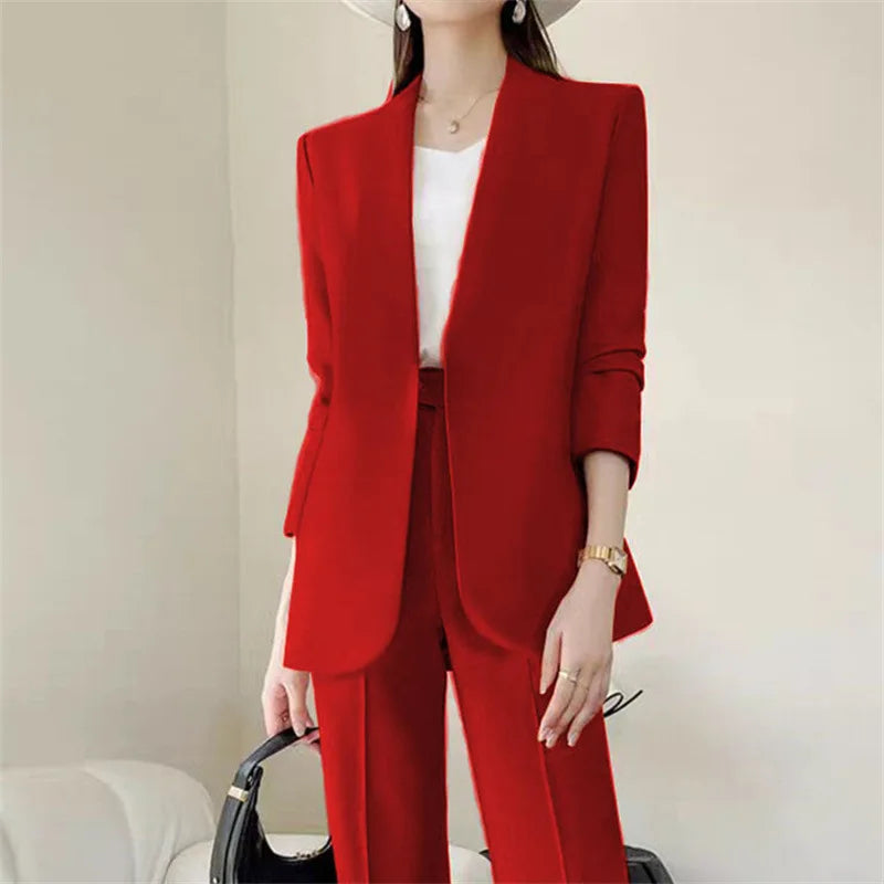 Mode 2-teilige Sets Damen Outfits Frühling Herbst Neu in Koreanische Hosen Sets Pendler Eleganter Anzug Mantel 2-teilige Sets Damen
