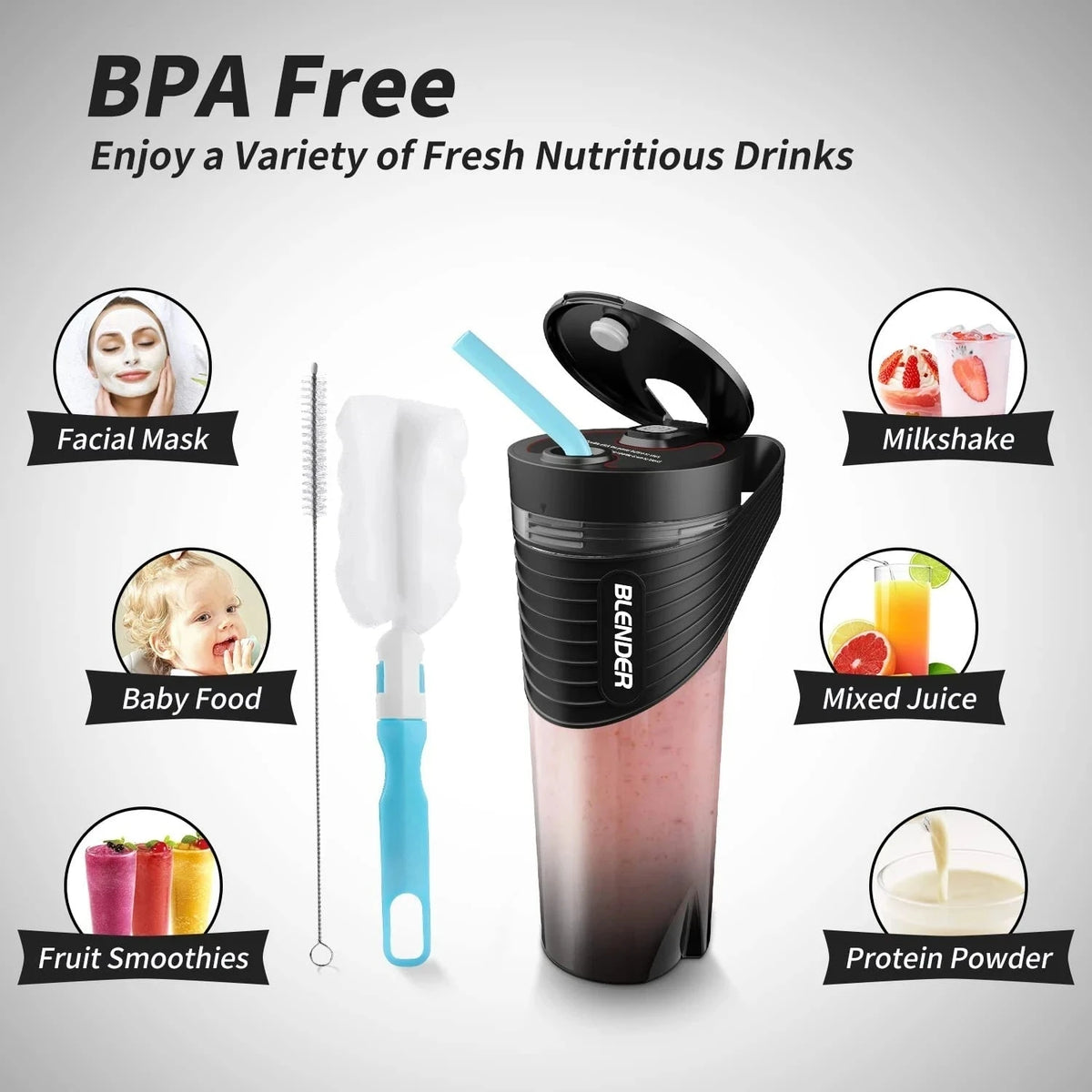 Neuer tragbarer Mixer Entsafter Typ C Aufladen persönlicher Smoothie Mixer frischer Saft mischer Maschine Sport Travel Shakes Stirr