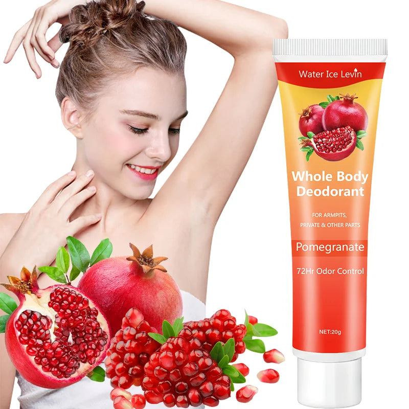 Granatapfel Ganzkörper-Deocreme, 72-Stunden Geruchskontrolle, Aluminiumfrei, Sanft und Beruhigend, Frischer Duft - Geeignet für Empfindliche Haut, Parfüm-Deodorant, Ganztägige Frische