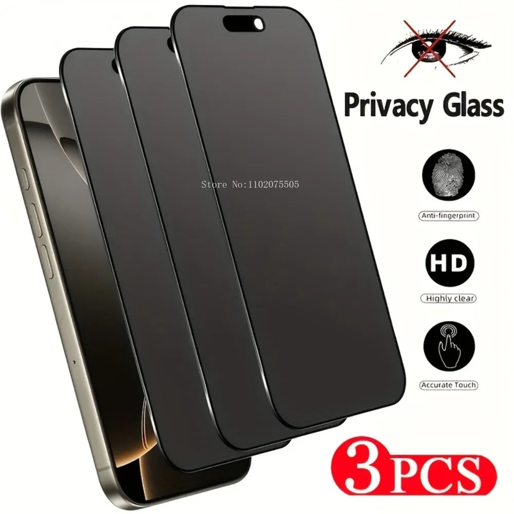 3 Stück Privatsphäre gehärtetes Glas für iPhone 17/16/15/14/13/12/11 Pro Max 15 Plus 17 Pro 12 Mini XR XS 15 Pro Anti-Spy Schutzfolie