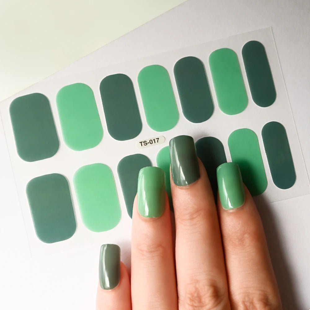 14 Tipps Full Wrap Nagellack Aufkleber Selbstklebende einfarbige Gel-Nagelstreifen Kunst Aufkleber Nicht halbgehärtete DIY Nageldekorationen