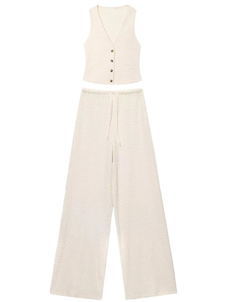 HXAO Frau Hosen Sets Weste Lange Hosen frauen Zwei Stücke Set Anzug Sommer Weibliche Elegante Mode Urlaub Outfits Frau ﻿