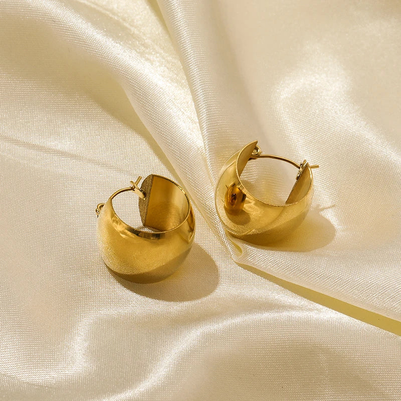 GANEMLY 316L Edelstahl Metall Goldfarben Creolen für Damen Neue Trendige Exquisite Wasserdichte Ohrschmuck Geschenk für Frauen