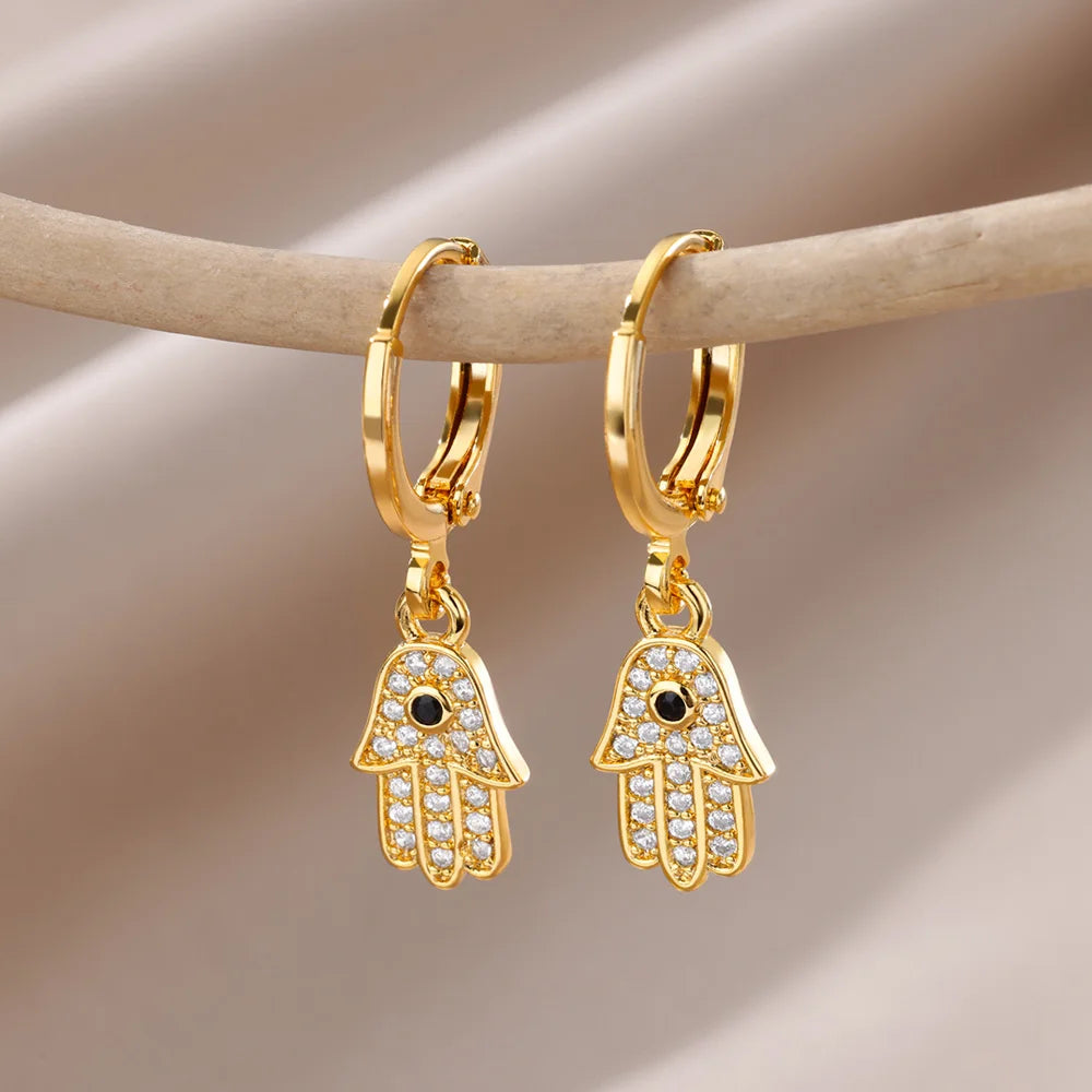 Luxus Zirkon Evil Eye Hoop Ohrringe Für Frauen Edelstahl Türkische Teufel Auge Eardrop Ohrring Ästhetischen Schmuck Geschenk aretes