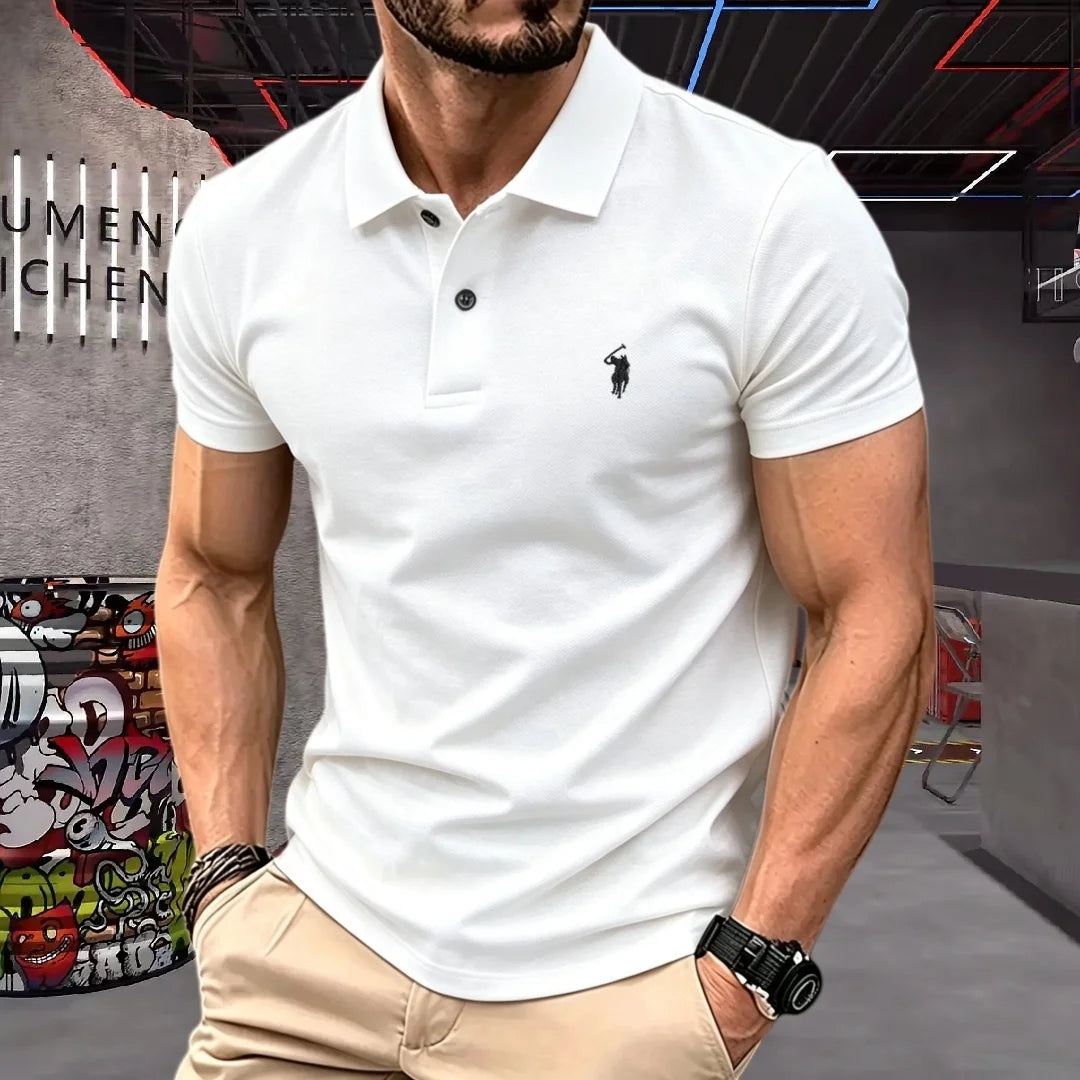 100% reine Baumwolle, hochwertiges Marken-Herren-Poloshirt mit kurzen Ärmeln, Sommer 2026, luxuriöses Mode-Golf-Oberteil mit Pony-Stickerei, lässiges T-Shirt