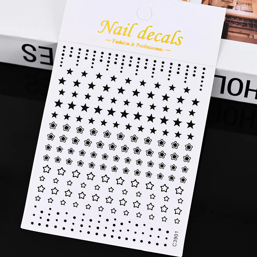Vergoldete Stern und Mond Bronzing Nail Art Aufkleber hochwertige 3D Gold/Silber selbst klebende Slider DIY Nagel Aufkleber Dekoration 8*10cm