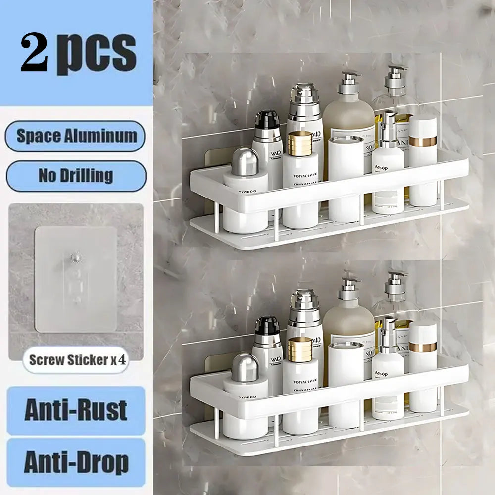 Bad Regal Kein Bohren Wand Montiert Shampoo Flasche Dusche Ecke Rack Wc Lagerung Rack Aluminium Bad Küche Zubehör