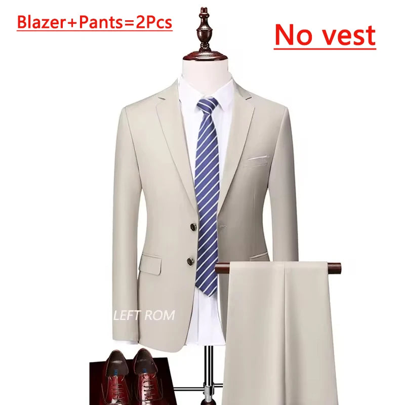 14 Farben M-6XL ( Jacke + Weste + Hose) High-End-Marke formale Business Herren Anzug dreiteiligen Bräutigam Brautkleid einfarbigen Anzug