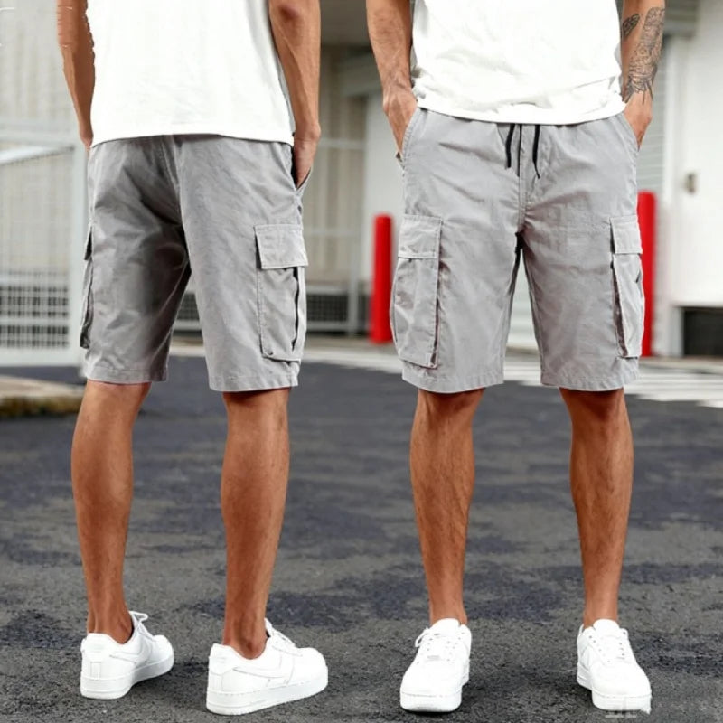 Sommer-Cargo-Shorts für Herren, lässig, leicht, einfarbig, mit Pattentaschen für den täglichen Gebrauch und bequeme Jogger-Shorts für den Outdoor-Bereich