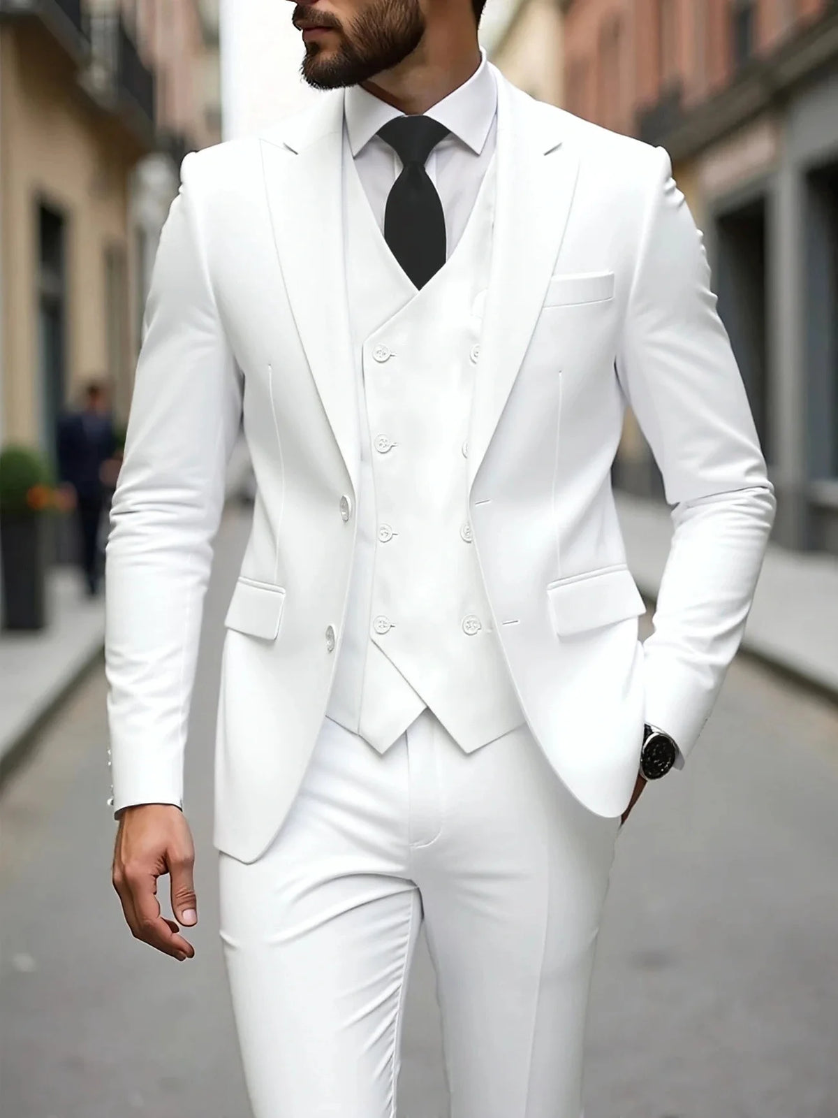 Klassische Hochzeitsanzüge Slim Fit für Bräutigam 3-teiliger Anzug für Trauzeugen Formelle Herrenanzüge für Geschäftsanlässe (Jacke+Weste+Hose)