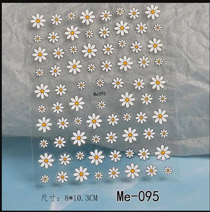 5d exquisite Gänseblümchen Nagel Aufkleber 1 Blatt bunte Blumen Nagel Aufkleber 8*10cm selbst klebende luxuriöse Gänseblümchen Nail Art Aufkleber Dekor 9 #