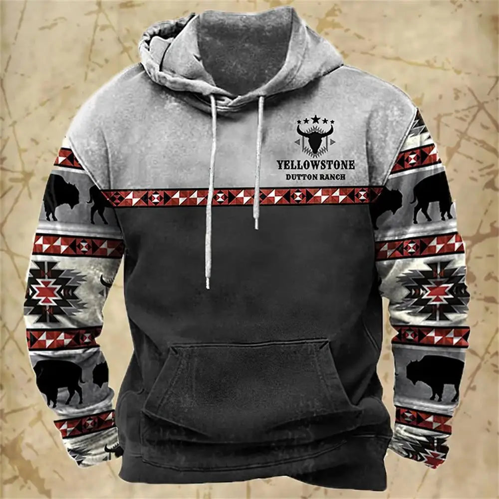 Neue Hoodies Sweatshirt männer Hoodie 3D Cowboy Gedruckt Pullover Übergroßen männer Tops Männlich Yellowstone Lose Vintage Kleidung Heißer