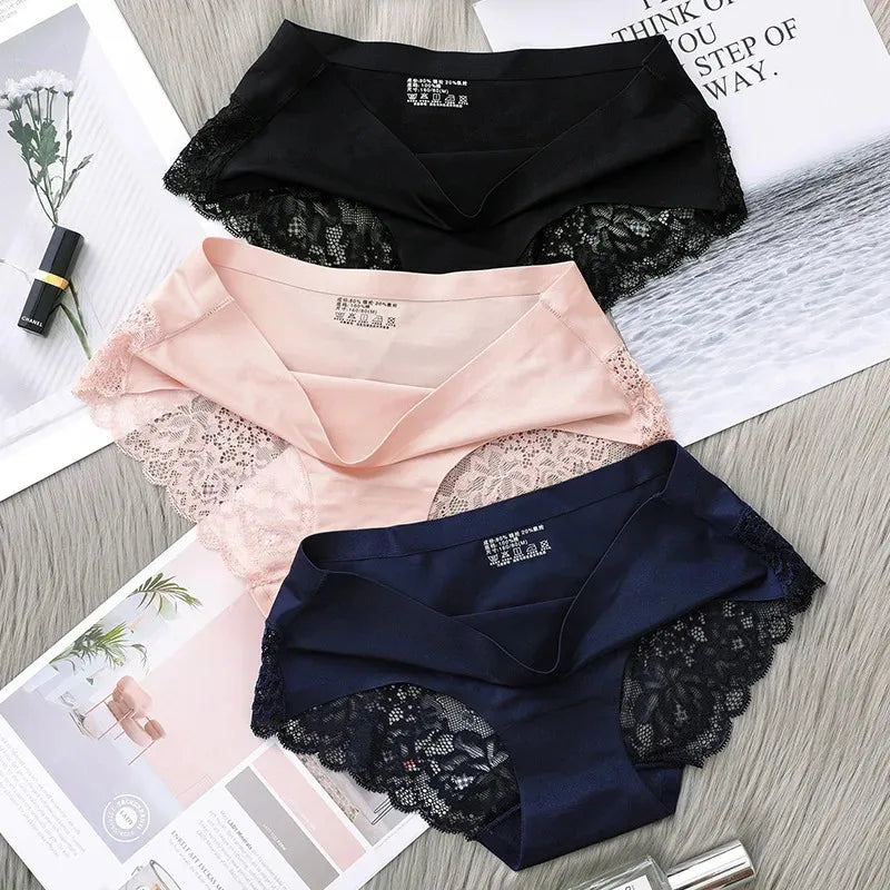 1/2/3Pcs Nahtlose WomenComfort Spitze Slip Aushöhlen Höschen Set Unterwäsche Low Rise Weibliche Sport Panty weiche Dame Dessous Sexy