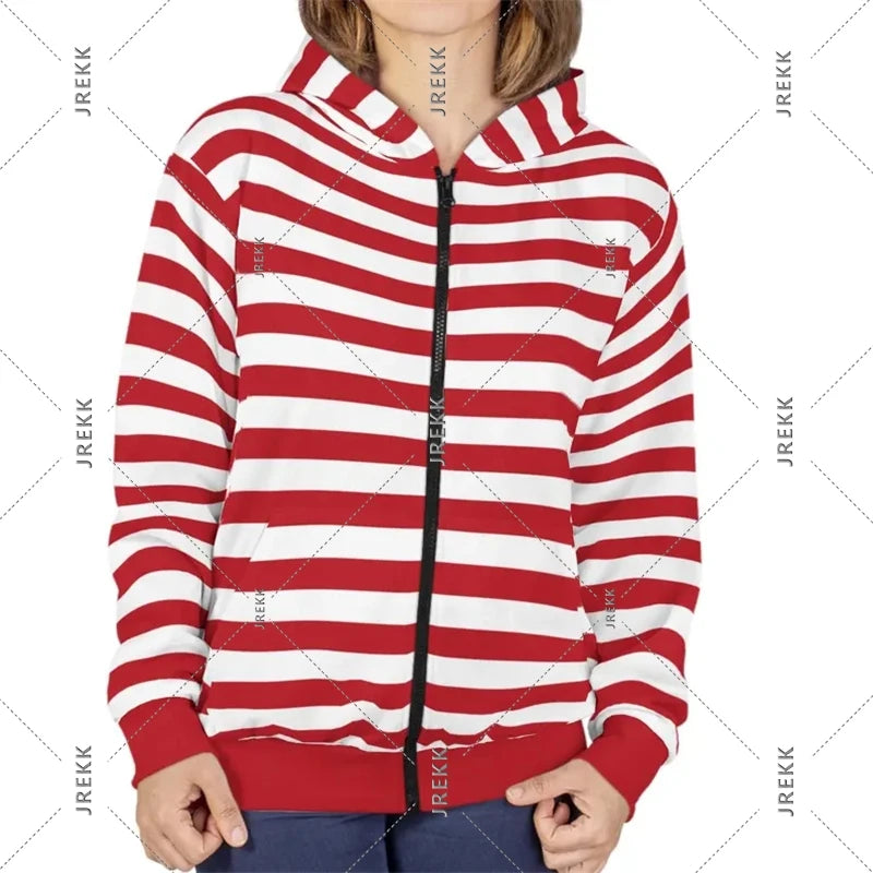 2025 Essentials Kapuzenpullover mit Reißverschluss, gestreift, klassische Mode, Streetwear, Kapuzenmantel, satte Farbauswahl, Frühling, lässig, lockeres Sweatshirt