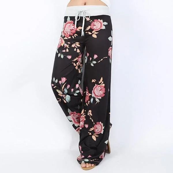 1XL-8XL Mode Frauen Casual Lose Stretch Druck Lange, Breite Bein Yoga Hosen Kordelzug Lounge Hosen Pyjama Hosen