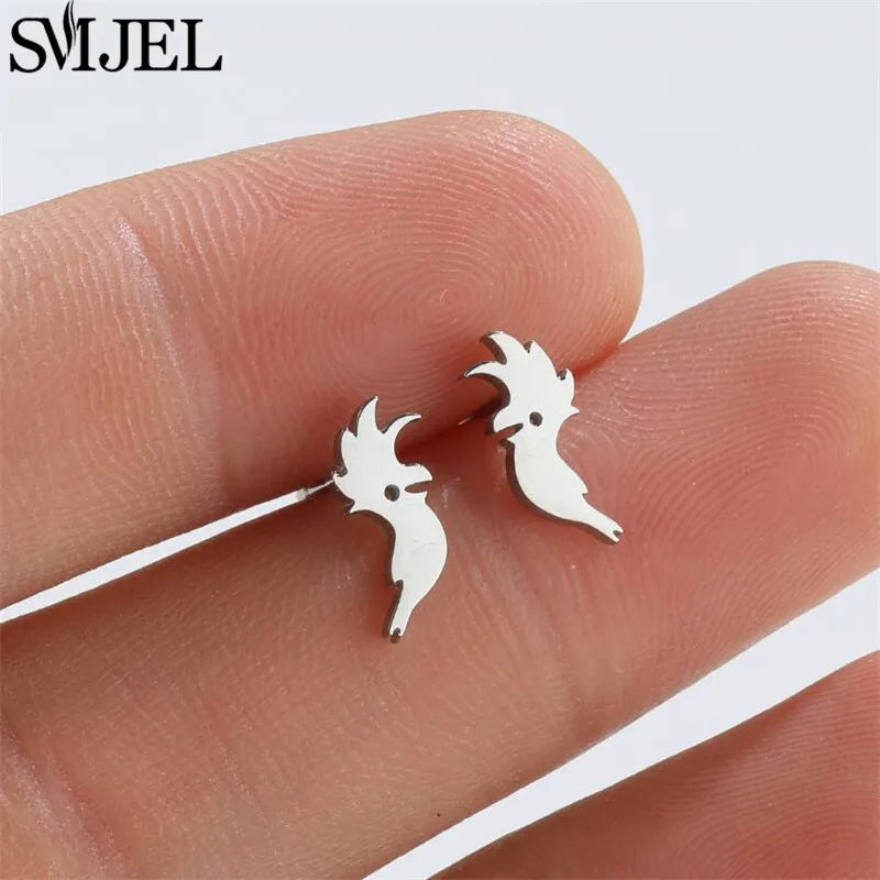 Edelstahl Schwalbe Kleiner Ohrring Mehrere Kleiner Vogel Schmuck Frauen Taube Flamingo Papagei Zweig Kolibri Kranich Ohrstecker