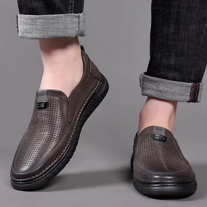 Herren Slip-on Loafers Sommer Atmungsaktive Rutschfeste Business-Freizeitschuhe Weiche Sohle Outdoor-Fahrschuhe-WC886-1