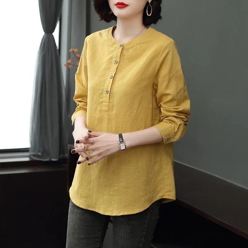 Frau Frühling Herbst Stil Blusen Hemden Dame lässig Langarm Stand Kragen Blusas Tops df4955
