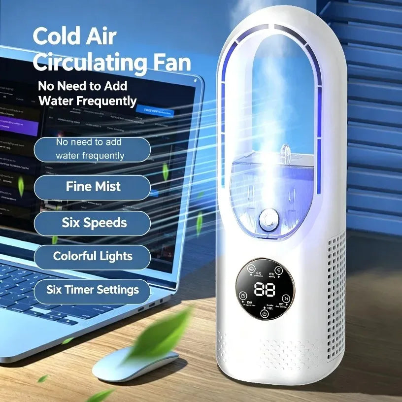 Geräuschloser Desktop-Kühlungs-Luftbefeuchter mit LED-Anzeige, 100ml Top-Fill Wassertank, Mehrfach-Geschwindigkeitsstufen, Timer, Weitwinkel-Luftkühler, USB-betrieben