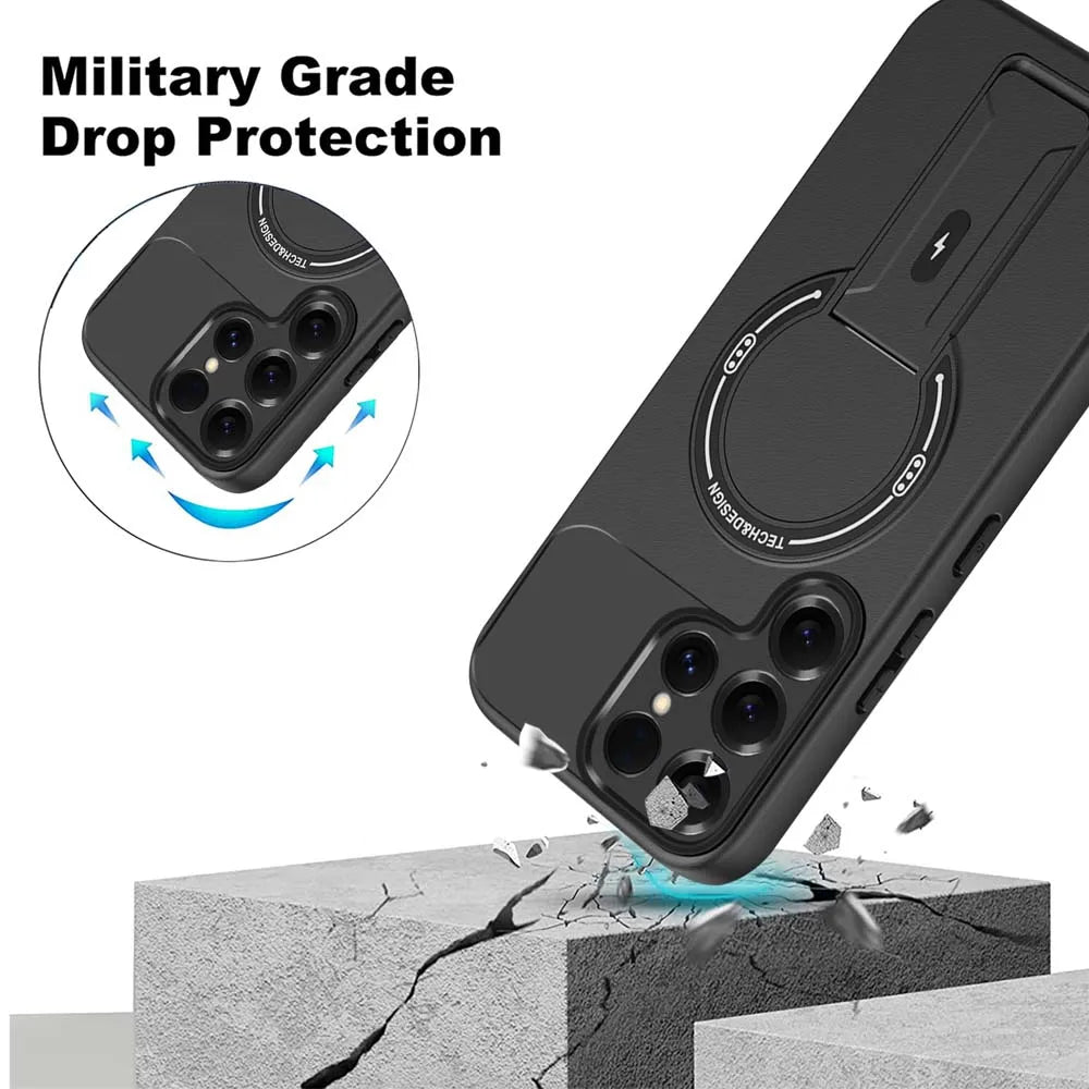 Fall für Für Samsung Galaxy S26 S25 S24 Plus S23 S22 Ultra S25Edge S25FE S24FE Matte Rüstung Ständer Halter Zurück Abdeckung Fundas
