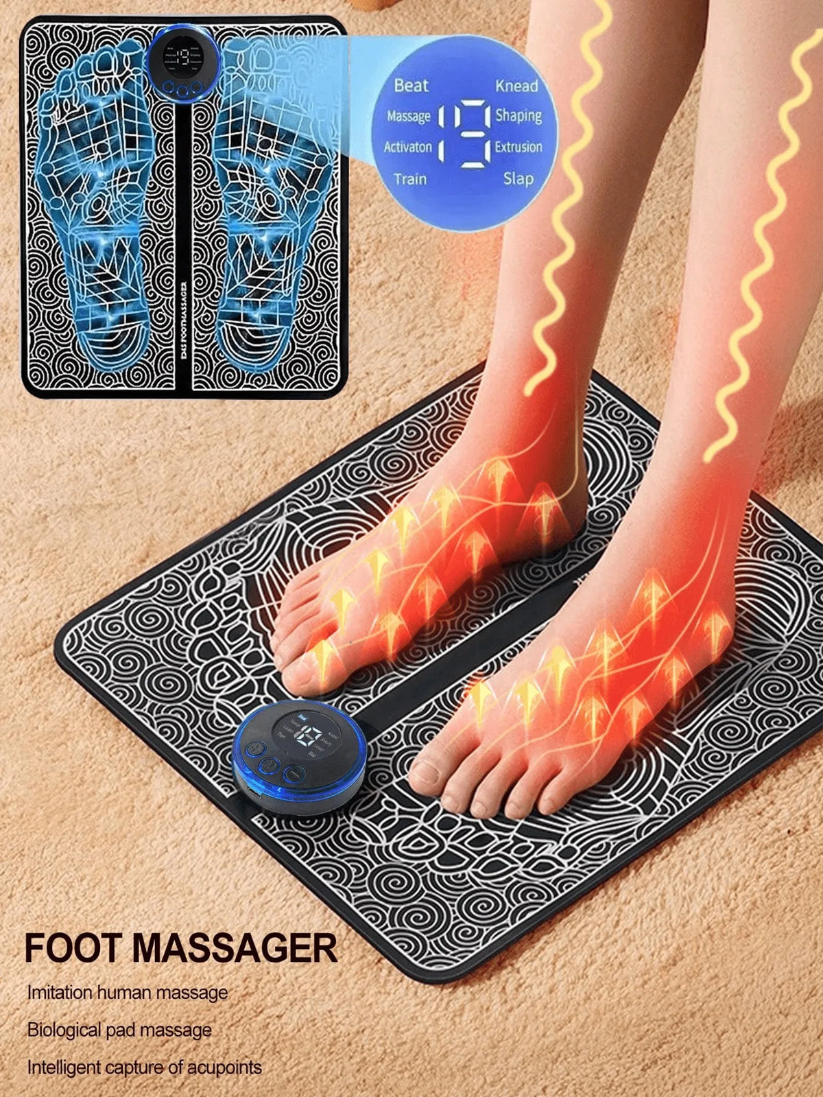 2026 Fußmassagegerät zur Entspannung, Automatische Puls-Fußmassagematte mit Wärmefunktion, Beruhigende Fußpflegematte für den Heimgebrauch