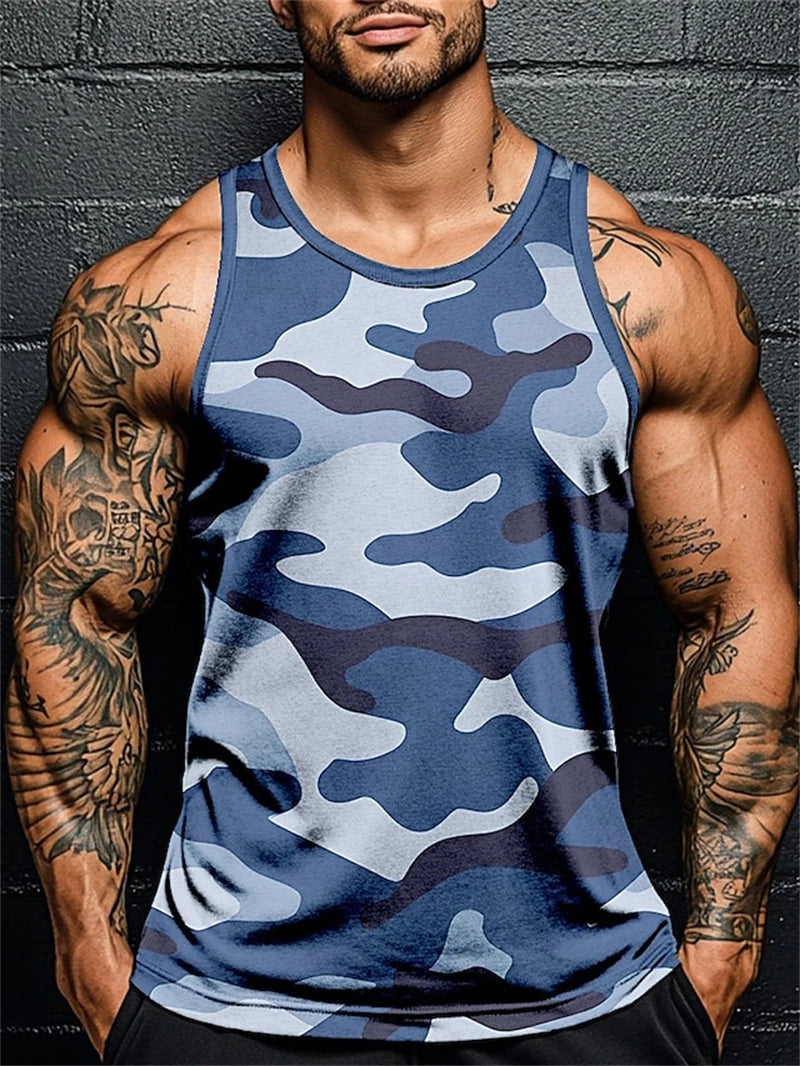 3D Druck Camouflage Grafik männer Ärmelloses T-Shirt Sommer Neue Sport Fitness Weste Outdoor Casual Mann Gym Kleidung Schnell Trocknend