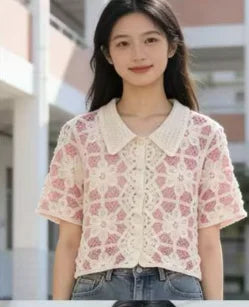 2026 Sommer Langarm Vintage National Trend Damenbekleidung Ausgehöhlte Spitze Patchwork Chiffon Hemden Damen Blusen Großhandel