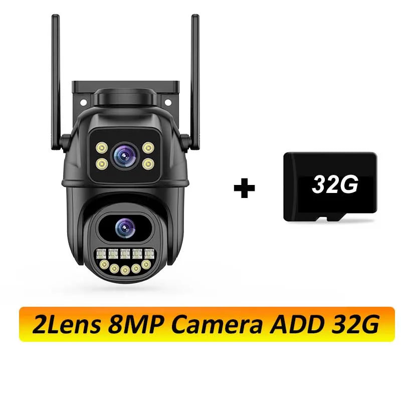 12mp 6k hd wifi ip kamera outdoor 3 objektiv 3 bildschirm ptz kamera auto tracking home security cctv überwachung 8mp cam