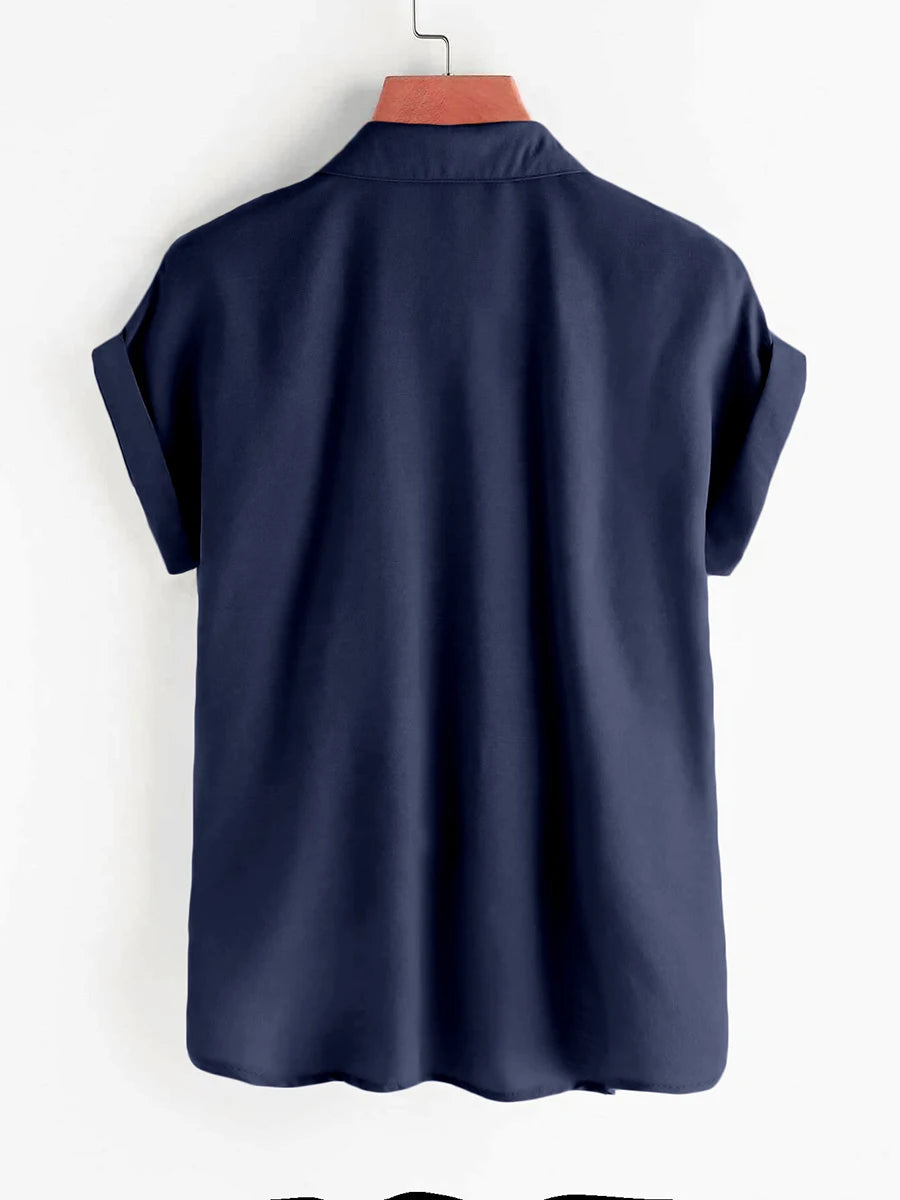 Solides Hemd für Damen, Sommer, kurzärmelig, mit Knöpfen, Umlegekragen, Bluse, lässig, Büro, Arbeitskleidung, lockere Oberteile, solide Basic-Kleidung