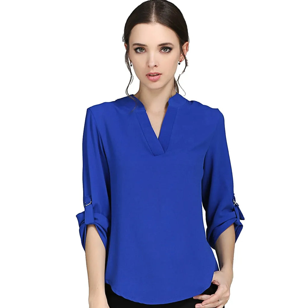 Übergrößen-Bluse Damenkleidung Langarm-Hemd Chiffon-Bluse Damen-Oberteil
