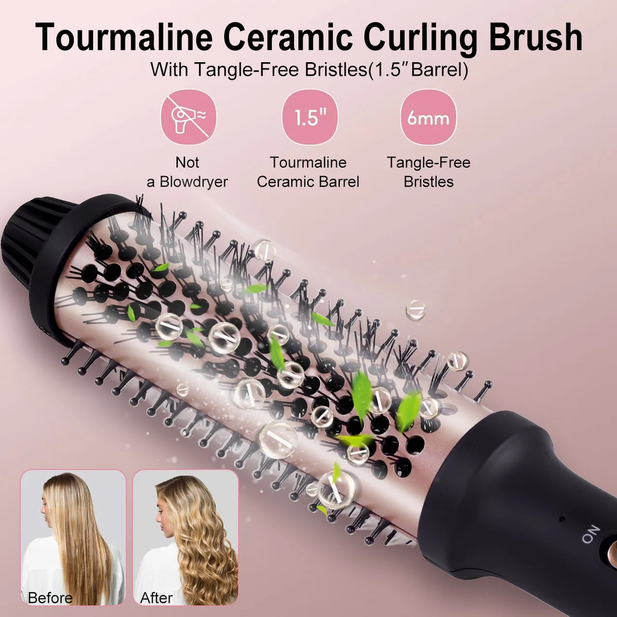 Hatteker Elektrischer Lockensamm für den Heimgebrauch, Styling-Bürste für langes kurzes Haar, hitzebeständiges Friseurwerkzeug, innere Schnalle, Locken