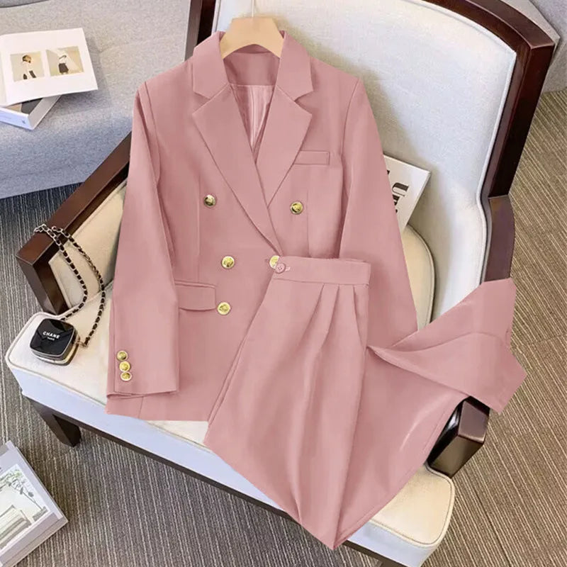 Herbst Zweiteiler für Damen 2026 Lässig Schick und Elegant Oberteile Mäntel Outfit Blazer Hosen Sets Damenanzug Kleidung
