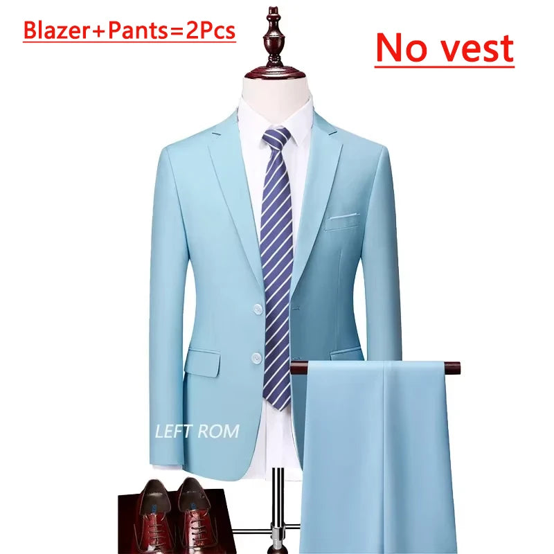 14 Farben M-6XL ( Jacke + Weste + Hose) High-End-Marke formale Business Herren Anzug dreiteiligen Bräutigam Brautkleid einfarbigen Anzug