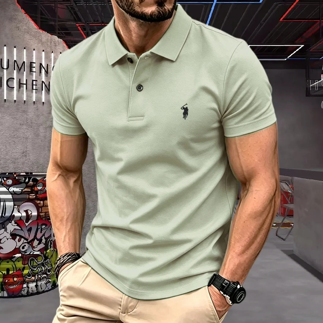 100% reine Baumwolle, hochwertiges Marken-Herren-Poloshirt mit kurzen Ärmeln, Sommer 2026, luxuriöses Mode-Golf-Oberteil mit Pony-Stickerei, lässiges T-Shirt