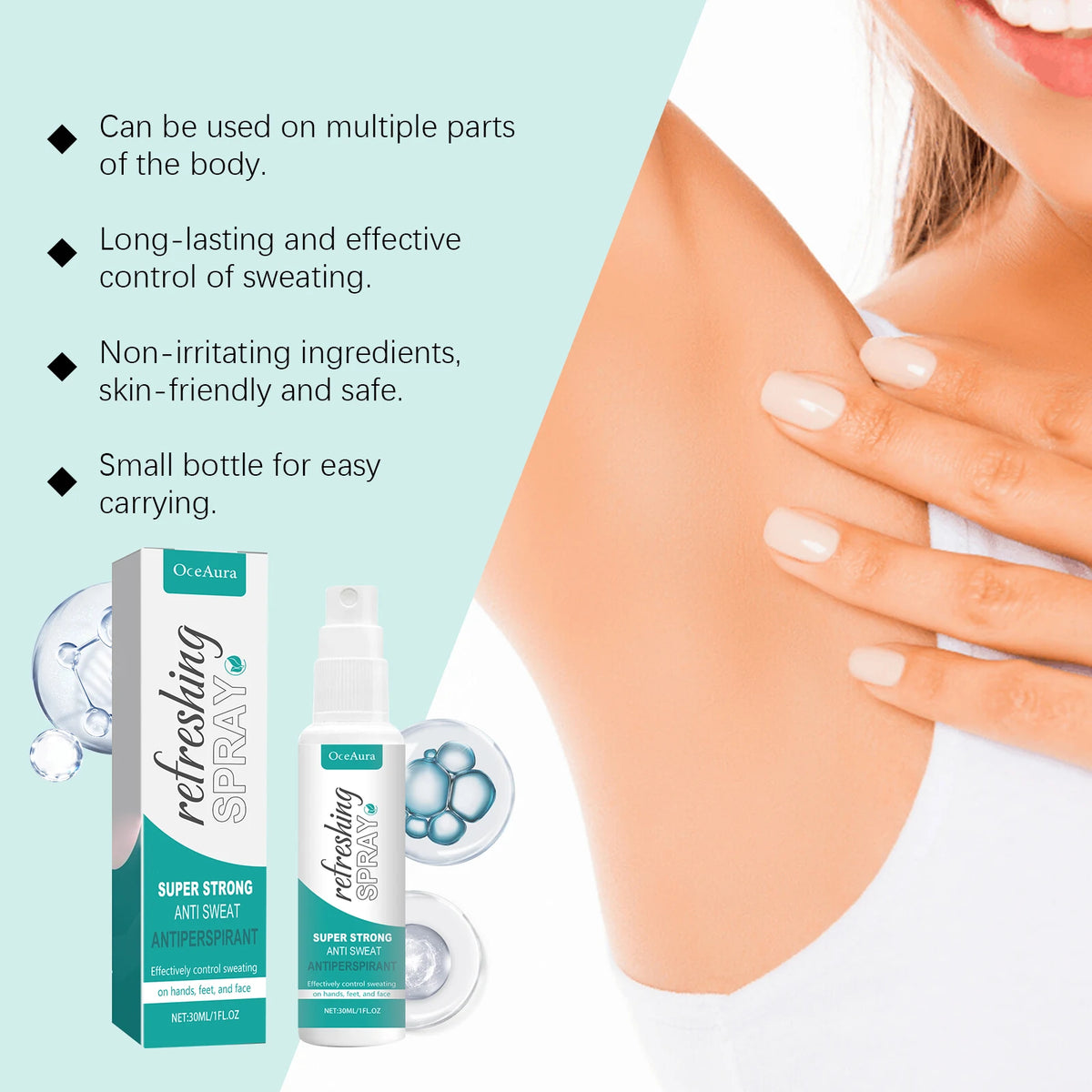 Achselgeruch-Entfernungsspray, Antitranspirant, reduziert Schweißgeruch, Achselhöhle, erfrischendes, anhaltendes Aroma, Körper-Deodorant-Spray für Frauen und Männer