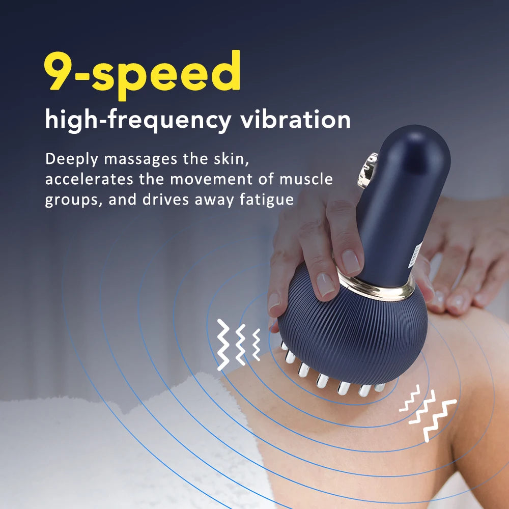 Elektrisches Meridian-Bürsten-Körpermassagegerät mit 9-Gang-Gua Sha Microcurrent Hot Compress Scraping-Funktion für Body Slim und Ralex