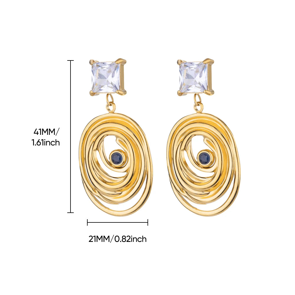 Elegante Imitation Perle Tropfen Ohrringe für Frauen Gold Farbe Edelstahl Herz Geometrische Durchbohrte Ohrringe Trendy Party Schmuck