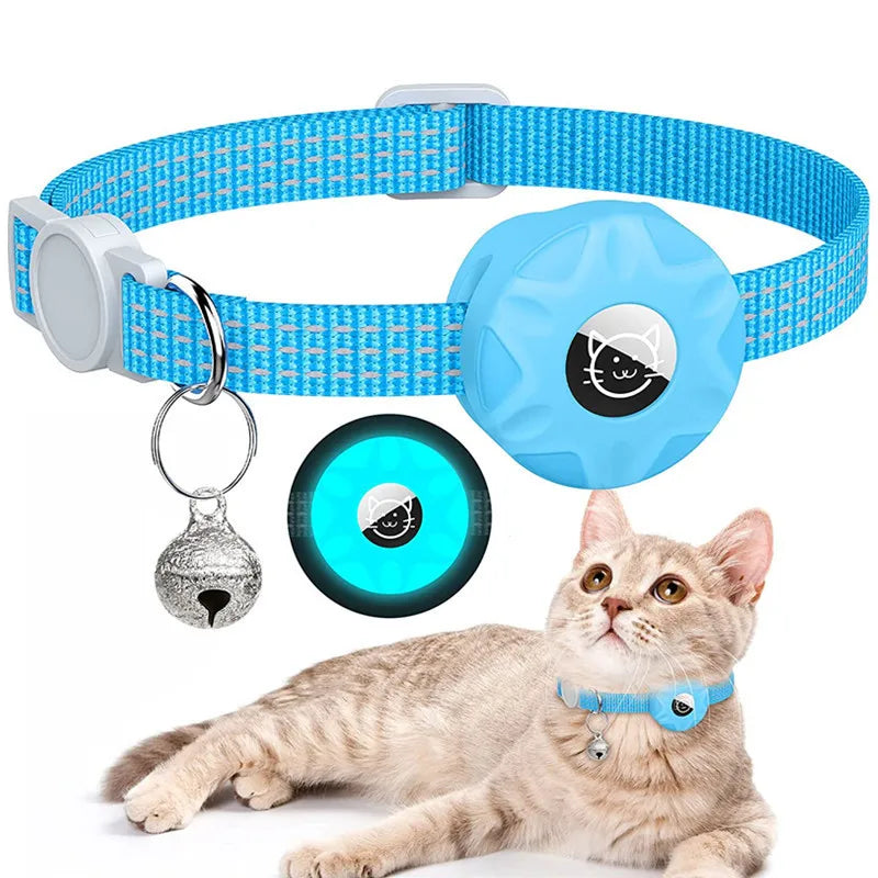 Airtag Katzenhalsband Positionierung Tracker Silikonhülle Dreidraht Reflektierende Tasche Glocke Hund Haustier