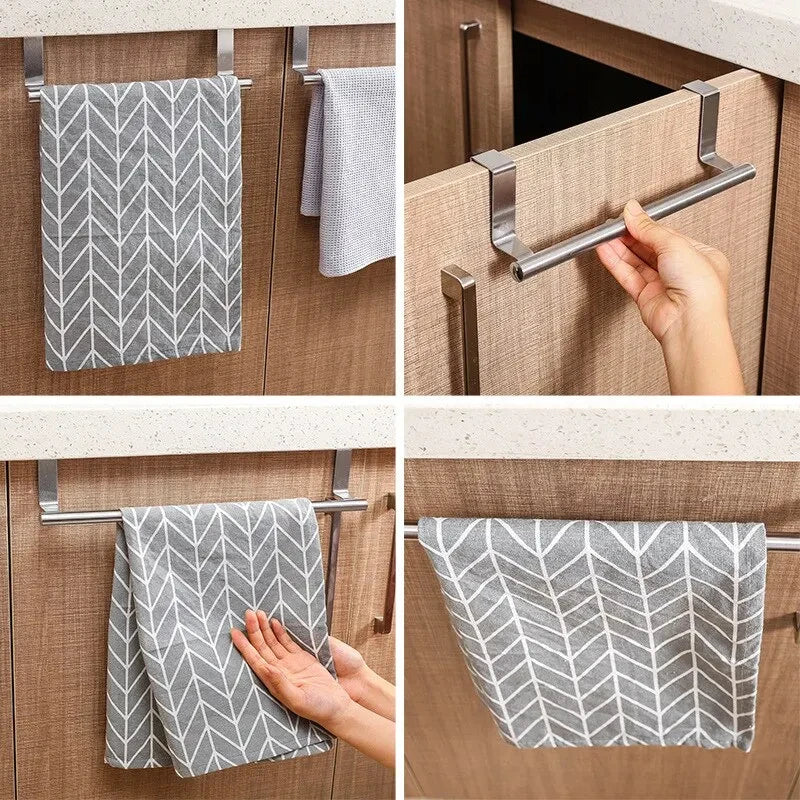 1/2Pcs Edelstahl Handtuch Bar Schrank Tür Handtuch Hängen Bar Edelstahl Bad Küche Schrank Tür Handtuch Wischen rack