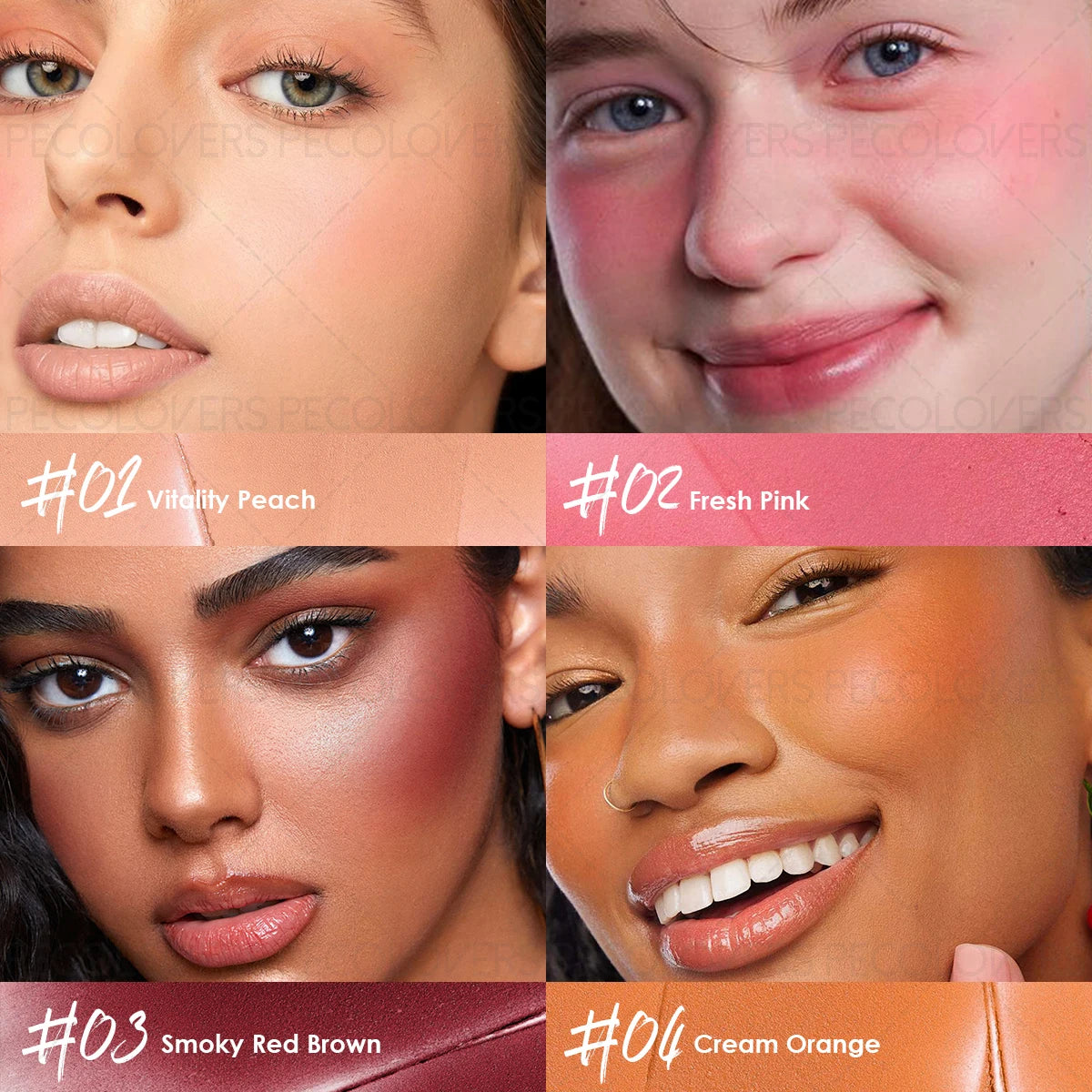1-teiliges wasserfestes, mattes Rouge, Make-up-Look mit natürlichem Finish, Verwendung für Augen, Wangen, Lippen, Konturierung und Highlight-Rouge-Make-up