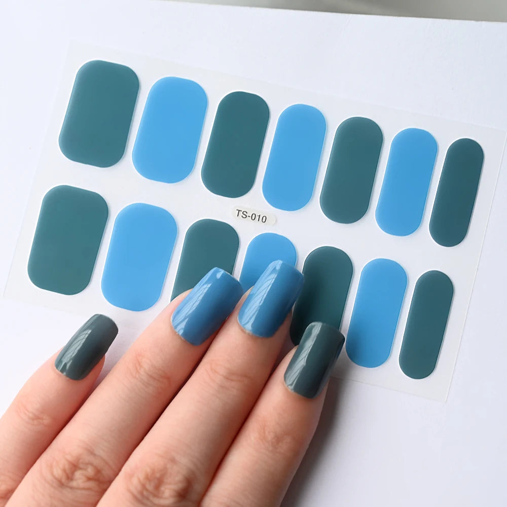 14 Tipps Full Wrap Nagellack Aufkleber Selbstklebende einfarbige Gel-Nagelstreifen Kunst Aufkleber Nicht halbgehärtete DIY Nageldekorationen