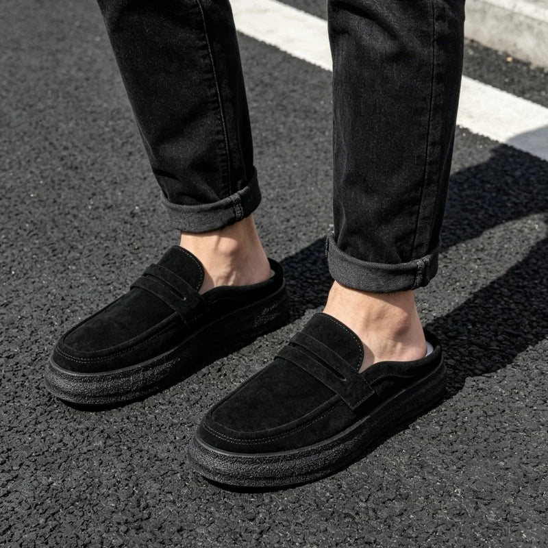 Sommerliche flache Halbschuhe für Herren, bequeme, weiche Mokassins, Slipper für Herren, lässige Schuhe, Slip-on Herrenschuhe, Plateau-Slipper